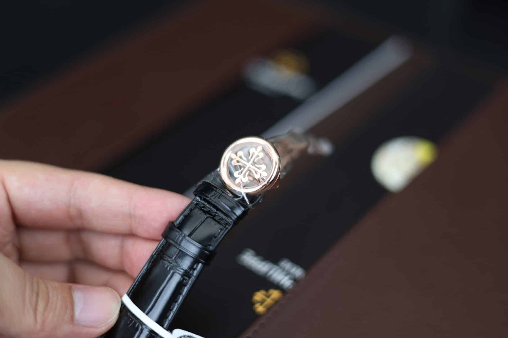 Patek Philippe Complications 5205R Black Dial 18K Rose Gold Wrapped Leather 40mm - Image 9