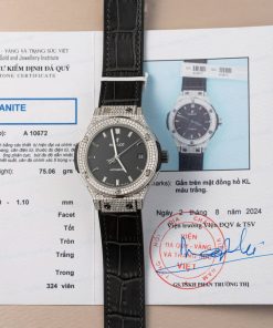 Hublot Classic Fusion Titanium Diamond Pavé Black Dial Custom Moissanite Super Clone JJF 38mm