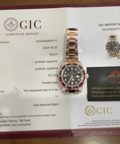 Rolex GMT-Master II 126755SARU 18K Gold Wrapped Custom Moissanite Synthetic Ruby & Sapphire Bezel 40mm